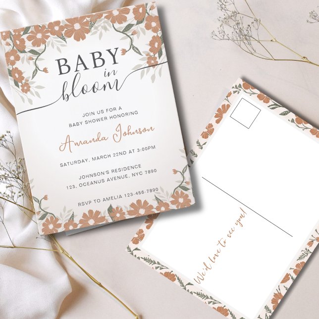 Rustic Baby i Bloom Shower Gender Neutral Vykort (Skapare uppladdad)