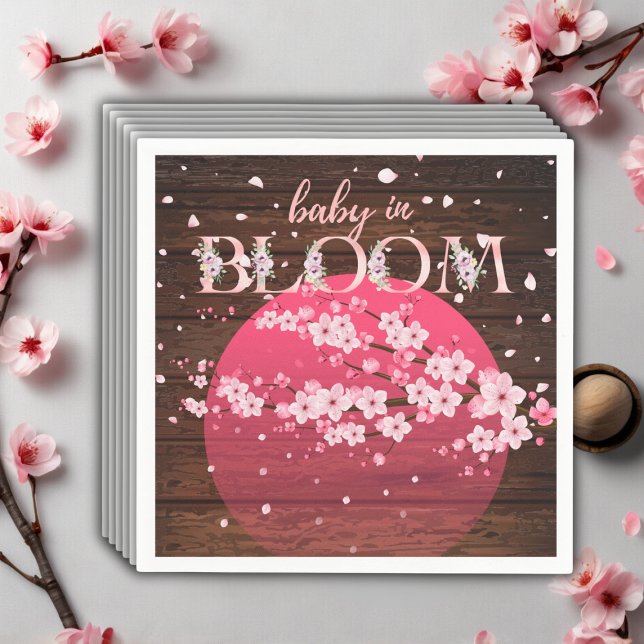 Rustic Baby in Bloom Sakura Körsbärsblomning  Pappersservett (Skapare uppladdad)