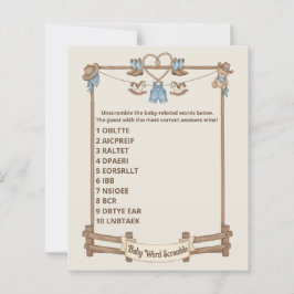 Rustic Baby Ord-skämtkort