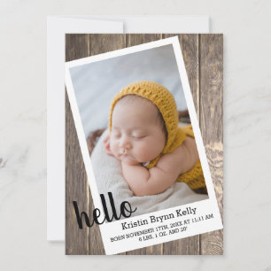 Rustic Baby Photo Birth Meddelande