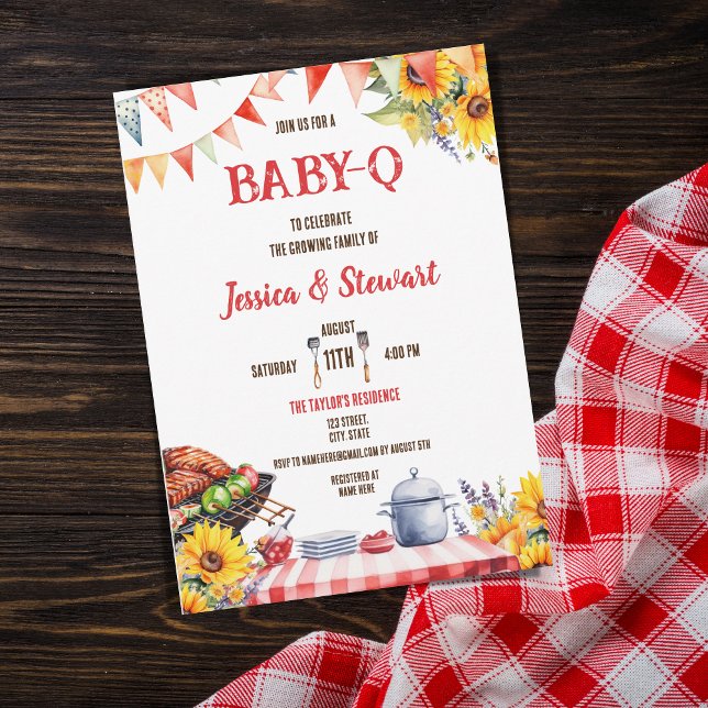 Rustic BABY-Q Barbecue Picnic Solros Play Inbjudningar (Skapare uppladdad)