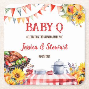 Rustic BABY-Q Barbecue Picnic Solros Play Underlägg Papper Kvadrat