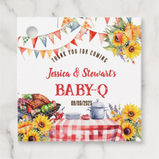 Rustic BABY-Q Barbecue Picnic Solros Tack Gåvor Etiketter