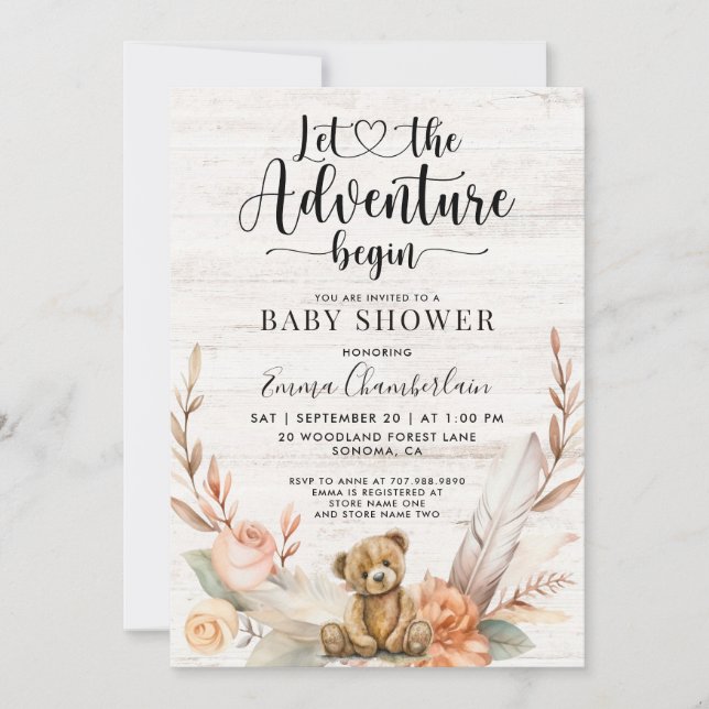 Rustic Baby Shower Äventyr Begins Inbjudningar (Framsida)