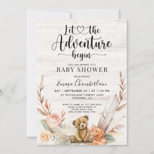 Rustic Baby Shower Äventyr Begins Inbjudningar
