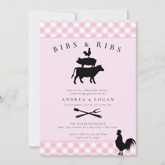 Rustic Baby Shower | Barbecue Inbjudningar (Framsida)