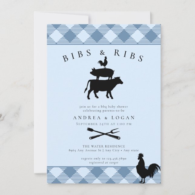 Rustic Baby Shower | Barbecue Inbjudningar (Framsida)