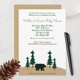 Rustic Baby Shower Bear Gräs Träd Inbjudningar