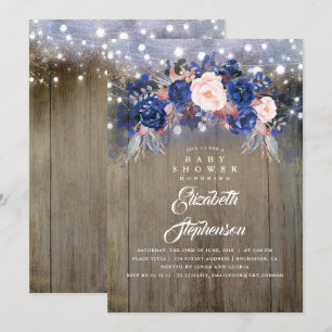 Rustic Baby Shower för marin Blommigt Inbjudningar
