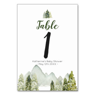 Rustic Baby Shower gräs i Träd Äventyr Bordsnummer