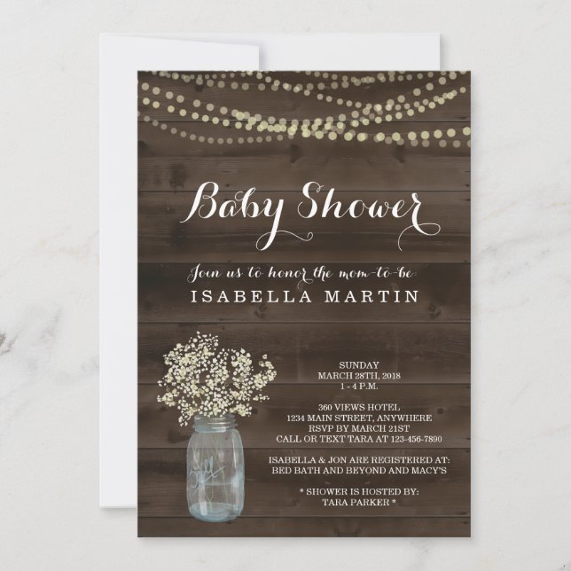 Rustic Baby Shower-inbjudan - Gender Neutral Inbjudningar (Framsida)