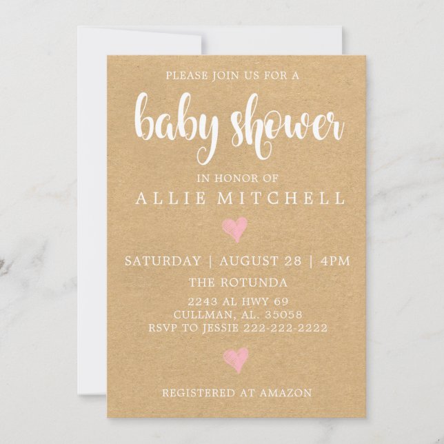 Rustic Baby Shower-inbjudan Inbjudningar (Framsida)