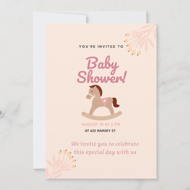 Rustic Baby Shower-inbjudan | Redigerbar mall (Framsida)
