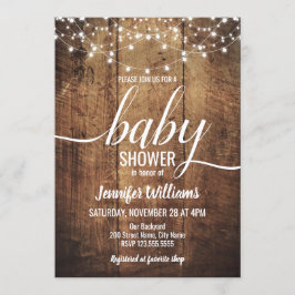 Rustic Baby Shower Inbjudningar