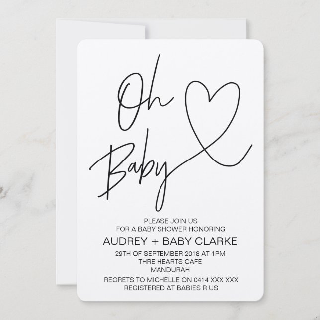 Rustic Baby Shower-inbjudningar Oh Baby Inbjudningar (Framsida)