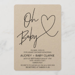 Rustic Baby Shower-inbjudningar Oh Baby Inbjudningar