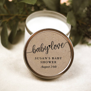 Rustic Baby Shower, Kraft, Baby Kärlek Favor Tag Runt Klistermärke