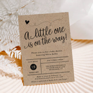 Rustic Baby Shower, Kraft, Gender Neutral Inbjudningar