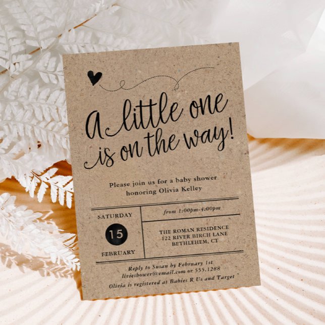 Rustic Baby Shower, Kraft, Gender Neutral Inbjudningar (Skapare uppladdad)