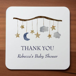 Rustic Baby Shower Night Himlar Mobile Fyrkantigt Klistermärke