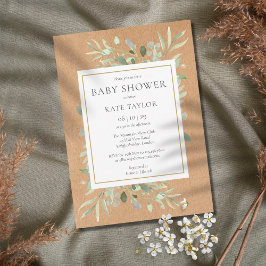 Rustic Baby Shower|Sprinkle Watercolor Greenery Inbjudningar