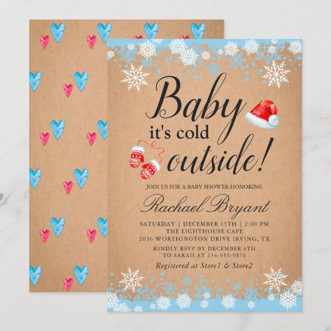 Rustic Baby sitt Kall utanför Helgdag Babykläder Inbjudningar (Fram/baksida)