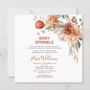 Rustic Baby Sprinkle Orange Wildblomma Baby Shower Inbjudningar