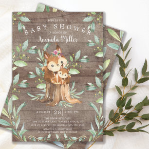 Rustic Baby Squirrel och Mamma Baby Shower Inbjudningar