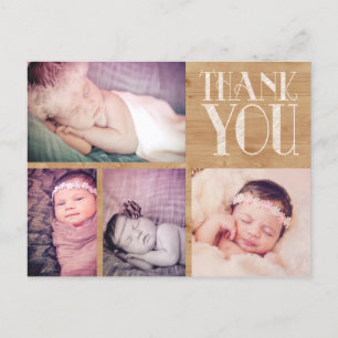 Rustic Baby Tack fotovykort Meddelande Vykort
