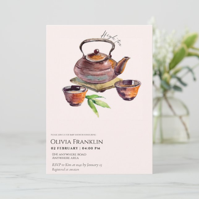 Rustic, babydusch i te party inbjudningar (Stående Fram)