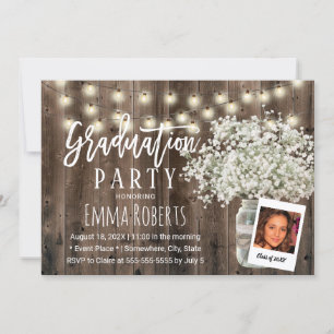 Rustic Baby's Band Blommigt Burk Photo Studenten Inbjudningar