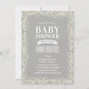 Rustic Baby's Band Blommigt Silver Baby Shower Inbjudningar