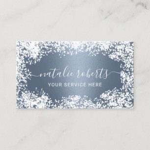 Rustic Baby's Band Flowers Elegant Dusty Blue Visitkort