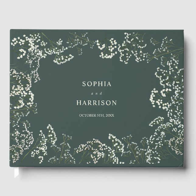 Rustic Baby's Band Grönt Bröllop Gästböcker (Framsida)