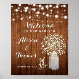 Rustic Baby's Band Ljus Bröllop Sign Poster