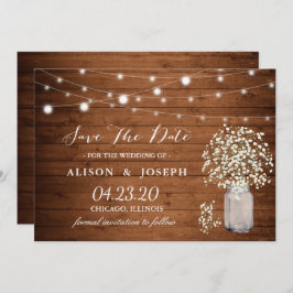 Rustic Baby's Band Ljus Bröllop spara datum Spara Datumet