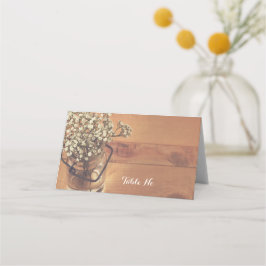 Rustic Baby's Band Mason Burk Bröllop Folded Placeringskort