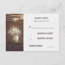 Rustic Baby's Band Mason Burk Bröllop OSA Card Kort