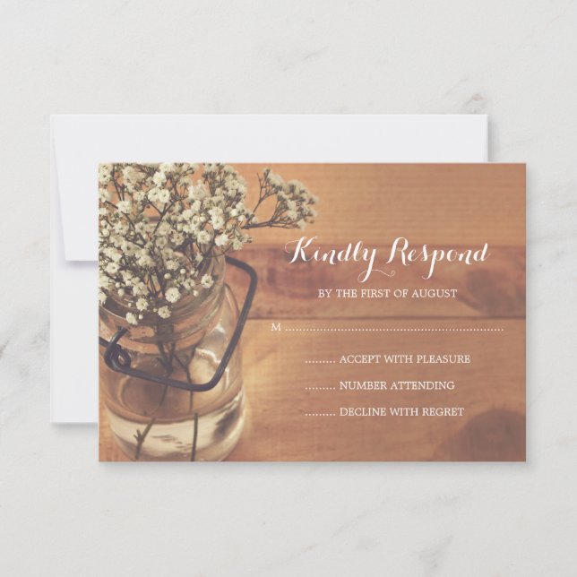 Rustic Baby's Band Mason Burk Wood Bröllop OSA Kort (Framsida)