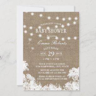 Rustic Baby's Band String Ljus Baby Shower Inbjudningar