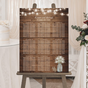 Rustic Baby's Band String Ljus Seating Chart Poster