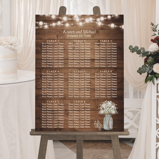 Rustic Baby's Band String Ljus Seating Chart Poster (Skapare uppladdad)