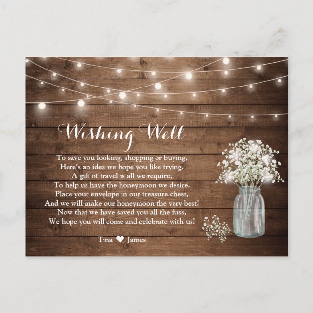 Rustic Baby's Band String Ljus Wishing well Vykort (Framsida)