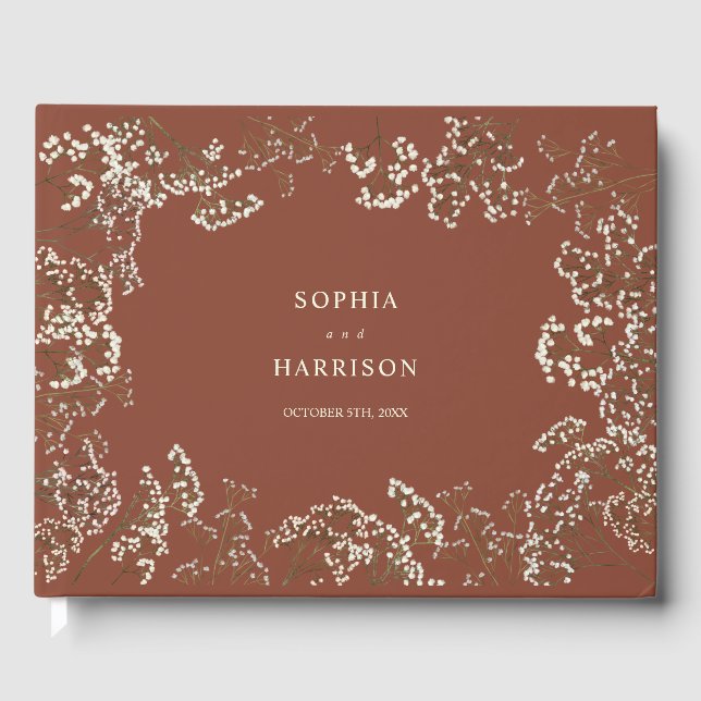 Rustic Baby's Band Terracotta Bröllop Gästböcker (Framsida)