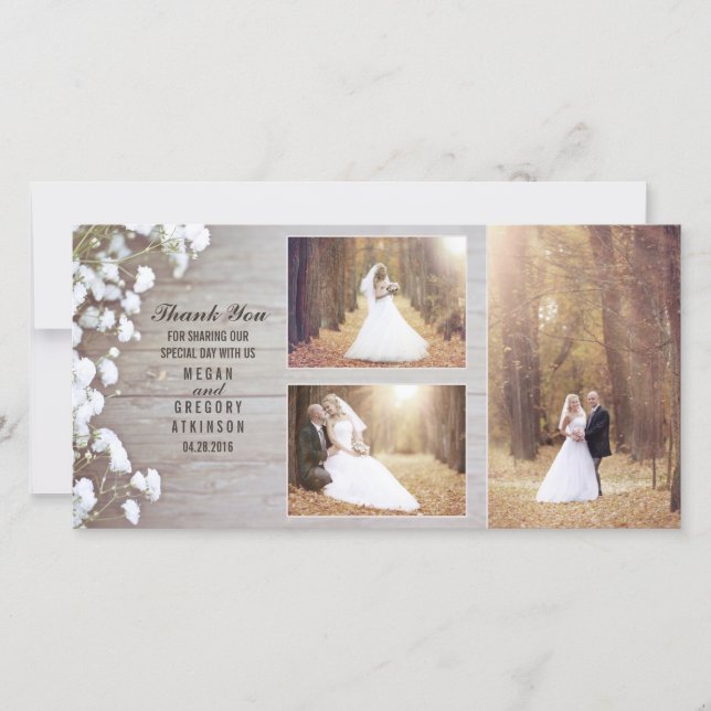 Rustic Baby's Band Wood Bröllop Photo Tack (Framsida)
