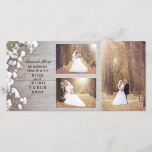 Rustic Baby's Band Wood Bröllop Photo Tack Kort