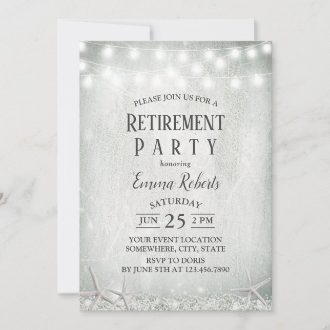 Rustic Baby's Beach Starfish Pension Inbjudningar (Framsida)