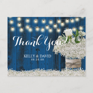 Rustic Babys Blommigt Burk Navy Barn Tack Vykort
