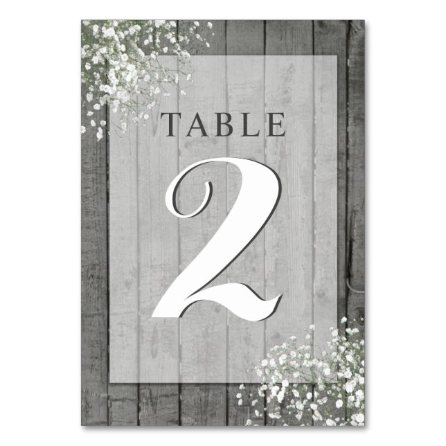 RUSTIC BABY'S BREATH BORD Card Bordsnummer (Framsidan)