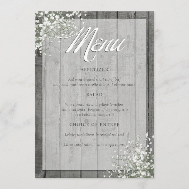 RUSTIC BABY'S BREATH MENU MENY (Framsida)